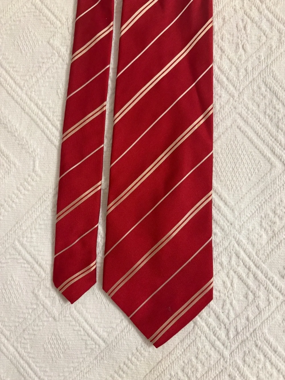 Banana Republic Vintage Silk Striped Tie Red Gold Made In Italy
